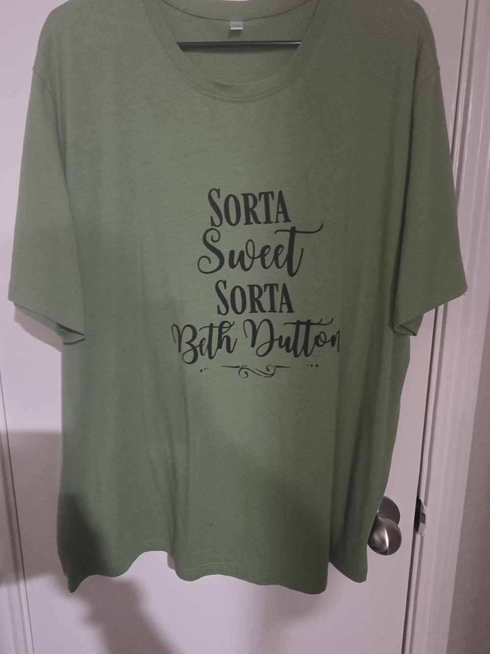 Womens - Olive Green Graphic Tee - "Sorta Sweet Sorta Both Dutton"